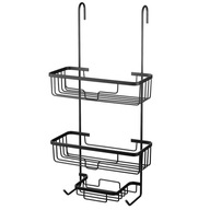 KOVOVÁ POLICA ZÁVESNÁ DO KÚPEĽNE SPRCHOVÝ VEŠIAK DO KABÍNKY, ČIERNA