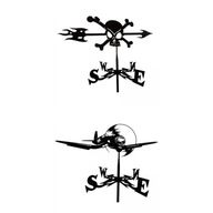 2x Plane Skull Weather Vane Garden Mount