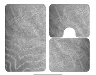 KÚPEĽŇOVÉ KOBERCE SIVÝ JASAN, PROTIŠMYK, SADA 3 KÚPEĽOV, S VÝZREZOM