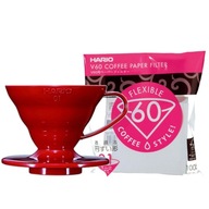 HARIO RED PLAST DRIP V60-01 + BIELE PAPIEROVÉ FILTRE 100 ks