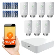 7x SMART ovládač s termostatickou hlavicou + WiFi brána Zigbee 3.0 Tuya