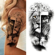 LION CROSS TATTOO UMÝVAJÚCE DOČASNÉ TETOVANIE VEĽKÉ