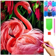 Diamond výšivka diamant maľba mozaika Pink Flamingos 40x50 cm set 5D