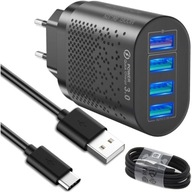 RÝCHLA NABÍJAČKA QC 3.0 4xUSB 48w+kábel USB-C 1,5m