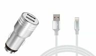 2xUSB nabíjačka do auta + iPhone kábel 2,4A