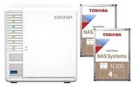 NAS QNAP TS-364-4G + 2x 4TB Toshiba N300