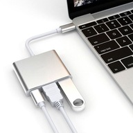 Hliníkový adaptér HUB 3v1 USB-C HDMI 4K, USB 3.1