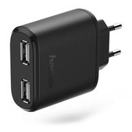 Hama USB nástenná nabíjačka 2 x USB A / 230 V / 4,8 A rýchla čierna