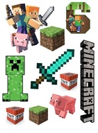 Potlač MINECRAFT z jedlého cukru na fondáne VEĽKÝ 14cm tortový vrch