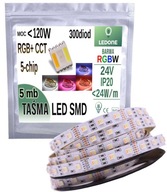 PREMIUM RGB+CCT LED pásik 5v1 5m Teplý Studený 24V