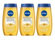 NIVEA Rich Caring set gélový hydratačný sprchový olej 200ml 3 ks