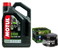 Olej MOTUL 5100 10W40 4L. + Filter HF147, Yamaha FZS600 Fazer, 98-04