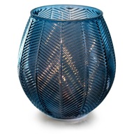 LED váza so vzorom rybej kosti.Námornícka modrá sklenená lampa