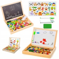 Magnetická tabuľa stierateľná nasucho, obojstranné puzzle + krieda