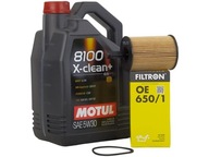 MOTUL 8100 X-CLEAN+ 5W30 5L + OLEJOVÝ FILTER OE650/1