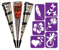 Golecha tetovacia henna Black & CHERRY 3 x 25 g bez PPD + 6 šablón