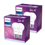 4x E27 LED žiarovka 10W = 75W 4000K PHILIPS 2-BAL.