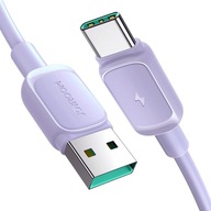 Kábel USB-A - USB-C 3A 1,2m fialový