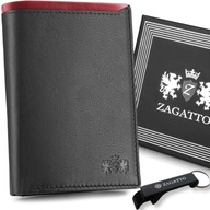 Pánska vertikálna kožená peňaženka, čierna, elegantná, ochrana RFID kartou ZAGATTO