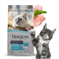 Burgess Cat kastrované kuracie suché krmivo pre sterilizované mačky 1,5 kg