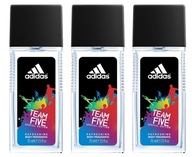 Adidas Team Five Deodorant 75 ml pánska sklenená fľaša Original x3