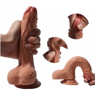 REALISTICKÉ DILDO SILIKÓNOVÝ PENIS SO SILNOU DVOJVRSTVOU PRÍSAVKOU