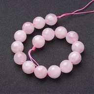 Prírodný Rose Quartz Fazet 12mm 15ks/18cm