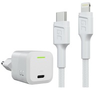 Biely USB-C - Lightning MFi kábel 1m + nabíjačka GaN 33W napájanie