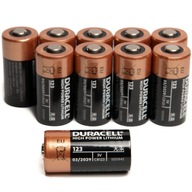 10x Duracell CR123 CR123A DL123A EL123 3V batéria
