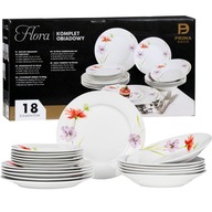 VEČEROVÁ SLUŽBA, SÚPRAVA BIELYCH TANIER, SÚPRAVA PRE 6 OSÔB, 18 KUSOV PORCELÁNU