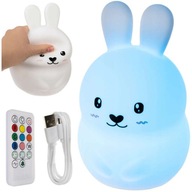 Nočná lampa 9 farieb LED pre deti Rabbit RGB Remote