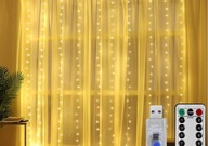 LAMPY SVETELNÁ ZÁCLONA 100 LED 3X1M GARLAND TEPLÁ FARBA USB