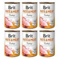 BRIT Pate&Meat Mokré krmivo pre psov moriak, konzerva, 6 x 400 g