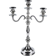 Svietnik Candelabra, strieborný stojan na sviečky, sviečky GLAMOUR, 3-ramenné