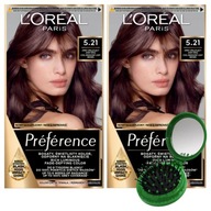 LOREAL Preference farba na vlasy 5,21 Cold Light Brown 2 ks + ZADARMO