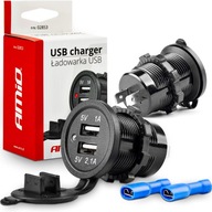 NABÍJAČKA DO AUTO ZÁSUVKY 2x USB 12V 24V AMiO