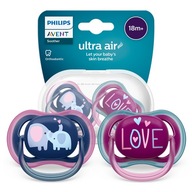 AVENT ULTRA AIR ukľudňujúce cumlíky Elephants/Love 18m+ 2ks