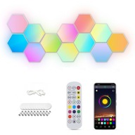 Šesťhranná voštinová lampa RGB USB diaľkový ovládač Apka 12s