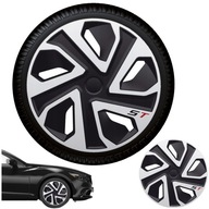 14" STRIEBORNÉ ČIERNE KRYTY KOLIES SET GÓRECKI ST pre ŠKODA SEAT FIAT AUDI BMW KIA