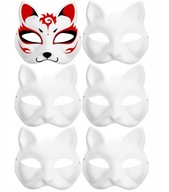 6× Therian Halloween Cat Face Mask DIY Paintable Cat Mask