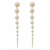 LONG PEARLS zlaté svadobné visiace náušnice GLAM