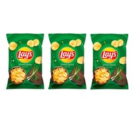 Balenie 3 chipsov Lays, príchuť zelená cibuľka, 130g