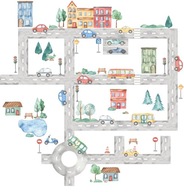 Nálepky na stenu pre deti Road City Cars
