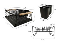 Dvojúrovňová sušička riadu, odkvapkávač, 43x31x26 cm, čierna