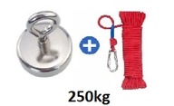 Magnetický hák neodymová RÚČKA 250kg + lano + karabína