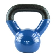 KETTLEBELL 6KG NA TRÉNING HMS LIATIENOVÝ MODRÝ VINYL POTAŽENÝ