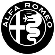 Samolepka s logom Alfa Romeo, plnofarebná, čierna, rozmer 30X30cm, záruka