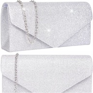 Strieborná večerná kabelka Formal Clutch Bag CHAIN ​​​​Elegantná kabelka cez rameno