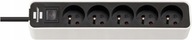 BRENNENSTUHL POWER STRIP 5 zásuviek 1,5 Biela čierna Štýlový dizajn