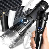 VÝKONNÁ LED TAKTICKÁ BATERKA XHP90 ZOOM PREŽITIE CREE NABÍJATEĽNÉ USB